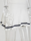 Lapel Lace-up Knit Short Dress New Fashion Casual A-line Mini Dress For Women Academic Style Pleat Summer Female Vestidos