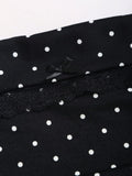 Pbong  Sweetra New Winter French Fashion Polka Dot Lace Ruffle Bow Design Office Commute Casual Cute Sweet Style Strapless Bodycon Cinc