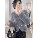 2025 Autumn And Winter heavy industry Women Knitted Cardigan Sweater Coat Imitation mink fur comfortable Female Sweater Jacket