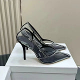 Pbong  Star style Luxury Rhinestones Transparent PVC Women Pumps Elegant Pointed toe Thin High heels Crystal Wedding Bridals Shoes