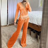 Hot New Pantsuit Women Tracksuit Set Two Pieces Slim Fit Velour Velvet Outfit Casual Zip Up Hoodie Jacket Vertical Sweatpants
