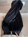 Women Elegant Velvet Pant Loose High Waist Vintage Wide Leg Trousers Fall Winter Korean Retro Female Soft Black Pants New