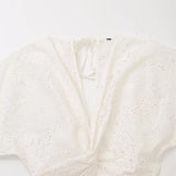 Fashion Hollow Out Embroidery Long Dress 2025 New V-neck Vacation Beach White Women Dress Fashion Chic Summer Female Clothing