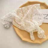 White Woven Floral Lace Hair Scarf Wraps Women Retro Triangle Headscarf Hat Travel Photo Headband Hair Accessories