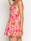 Pbong  Women Floral Print Spaghetti Strap Mini Dress Summer Casual Sleeveless Cami Dress