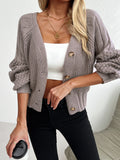 Knitted cardigan with raglan sleeve texture