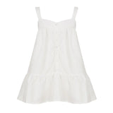 Pbong  Sweet Solid Lace Patchwork A-LINE Spaghetti Strap Sleeveless Ruffles Fashion Dresses