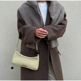 Brown Shoulder Pad Woolen Overcoat Women Elegant Lapel Single-breasted Long Sleeve Coat 2025 Autumn Lady Commuter Outerwear