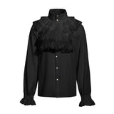 New European American Ruffle Fold Shirt for Men Halloween Role Playing Costume Medieval Victorian Steampunk Men's Camisa