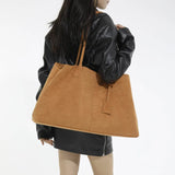 Pbong  Large Capacity Suede Fabric Simple Tote Bag for Women Shoulder Bags Designer Luxury Brand Handbags and Purses