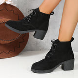 Pbong  New Women Boots Lace Up Ankle Boots Zapatos Mujer Fashion High Heels Ladies Casual Spring Pumps Platform Heel