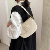 Toptrends Saddle Small Shoulder Crossbody Bags For Women 2023 Trend Vintage Designer Crocodile Pattern PU Leather Ladies Handbag