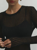 Sexy Thin Knit Sweater Women Solid Color Basic Pullover Top Casual Cozy Long Sleeve T-shirts Spring Summer New