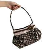 Pbong  Women Retro Polka Dot Shoulder Bag Large Capacity Cute Nylon Tote Pouch Wooden Buttons Outdoor Travel Parties Dating Handbag