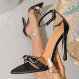 Pbong  Summer Fashion Crystal Butterfly-kont Pointed Toe Women Sandals Sexy Thin High Heels Buckle Strap Ladies Shoes