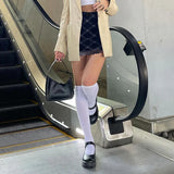 Vintage Plaid Double Layer Mesh Skirt High Waist Straight Mini Skirts Fairy Grunge Streetwear Korean Chic Y2K Skirts