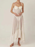 Transparent Mesh Slip Dress Sexy Hollow Out A-line Long Dress Fashion Female Vestidos 2025 Summer New Sheer Club Party Dress