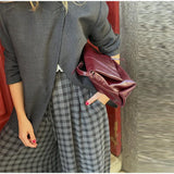 Black-Gray Plaid Lantern Trousers High-Waisted Wide-Leg Spring Streetwear Women Bottoms Fashion Chic Casual Daily Pants