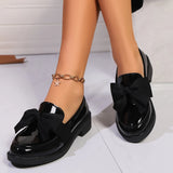 Pbong  New Women's Loafers Bow Decor Pointed Toe Low Heel Shoes for Women Leather Shallow Mouth Commuter Daily Casual Shoes