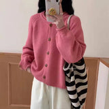 Button Up Cardigan Sweater for Women Cozy Knitted Long Sleeve Single Breasted Sweater Jacket Autumn Winter Casual Chic Outfit