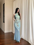 Butterfly Sleeveless Long Elegant Dresses For Woman Bodycon Halter Modest Maxi Ladies Mermaid Evening Dress Summer