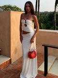 Strapless Hollow Out Sexy Maxi Dress Women Gown Summer New Off-shoulder Backless Sleeveless Beach Club Long Dress