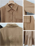 Summer Elegant Dress for Women Fashion Solid Collar Single Breasted Casual Shirt Skirt  Robe Streetwear Oversize Female Dresses