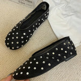 Pbong  Fashion Crystal Women Ballet Flats Mesh Dance Flat Shoes Casual Driving Walking Loafers Espadrilles Ladies Slip-on Lazy Shoes