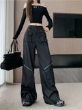 Pbong  Fashion Design Pantalones De Mujer Solid Color Pockets High Waist Casual Loose Pants Spring Autumn All Match Women Clothing