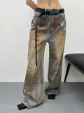 Harajuku Y2k Wide Leg Pants for Women Streetwear Fashion Pantalon Femme High Waist Straight Jeans Casual Vintage Denim Trousers