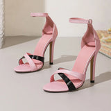 Pbong  Sexy Street Style Open Toe Buckle Strap Woman Sandals Summer Thin High Heels Wedding Banquet Prom Female Shoes
