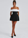 Bow Backless Sexy Mini Dress For Women Robe Elegant Off-shoulder Strapless Sleeveless A-line Club Sexy Dress Vestido