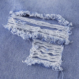 Pbong  y2k Denim Pants Fashion Women Clothes Solid Color High Waist Wide Leg Loose Fit Ripped Jeans Casual Trousers Streetwear