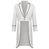 New Men's Gold Border Halloween Tailcoat Medieval Retro Medium Length Punk Tailcoat Cosplay Costume Fashion Trench Coat Jacket