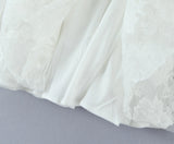 Pbong  White Lace Low Waist Short Ball Gown Dress Women With Pad Chest Bow Short Puff Sleeve Backless Mini Dresses Summer Robe