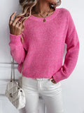 Women's autumn and winter casual round neck long sleeved pullover knitted sweater