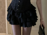 Pbong  White Mini Skirts For Women's Sweet A-line Jupe Fashion Korean Folds Ruffles Summer Y2k Skirts