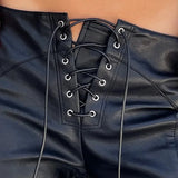 Pbong  Casual Loose-fit Cross-border Women's Pu Leather Pants Autumn Fashionable Straight-leg Low-waist Leisure Ladies Trousers