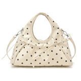 Women's Small PU Polka Dot Ruched Bow Handbag Retro Sweet Cool Aesthetic Daily Street Crossbody Bag New Handbags