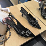Pbong  Designer Summer High Heel Women Sandals Fashion Pointed Toe Singbacks Shoes Ladies Elegant Dancing Party Pumps