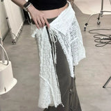 Skirts Women Solid Hollow Out Chic Lace-up Design Streetwear Daily Sweet Spicy Girls Layering Trendy Harajuku Popular Summer