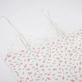 Sweet Small Flowers Printing Lace Trim Dress