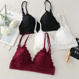 Floral Lace Bralette Girls Non-Wire Push Up Bras For Women Soft Sexy Intimates Brassiere V-neck Lingerie Female Underwear