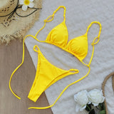 2025 3Pc Button Bikini Women Sexy Swimsuit Push Up Swimwear Female Bandeau Biquini Yellow Bathing Suit Summer Bodysuit Beachwear