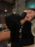 Gentle O Neck Cardigan Irregularity Button Crop Top Y2k Womens Clothing Vintage Sweater Korean Fashion Sueters De Mujer