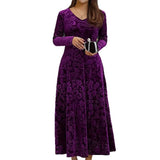 Pbong  Plus Size Fashionable Velvet Long Sleeve Dress Women's Elegant Slimming Spring Autumn New Style 3D Pressed Flower Large Size ...