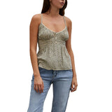 Y2k Fairycore Spaghetti Strap Camisole Women Cute Peplum Vest Coquette Low Cut V-neck Babydoll Tank Boho Going Out Crop Top