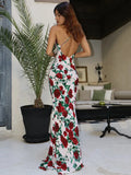 Halter Backless Print Sexy Maxi Dress For Women Gown Elegant Sleeveless High Waist Evening Club Party Long Dress