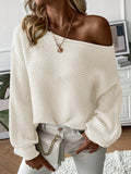 Minimalist Off-Shoulder Pullover Long-Sleeved Knitted Sweater New Style Comfortable Soft Winter Women's Knitwear