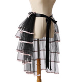 Pbong  Steampunk Tulle Tutu Skirt Women Medieval Gothic Cocktail Club Ruffles Punk Mermaid Overskirt